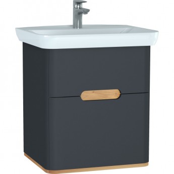 Тумба VITRA SENTO с раковиной, с 2 ящиками, 65 см, с LED подсветкой, цвет матовый антрацит ( ножки 61069 заказываются отдельно ) Тумба VITRA SENTO с раковиной, с 2 ящиками, 65 см, с LED подсветкой, цвет матовый антрацит ( ножки 61069 заказываются отдельно )